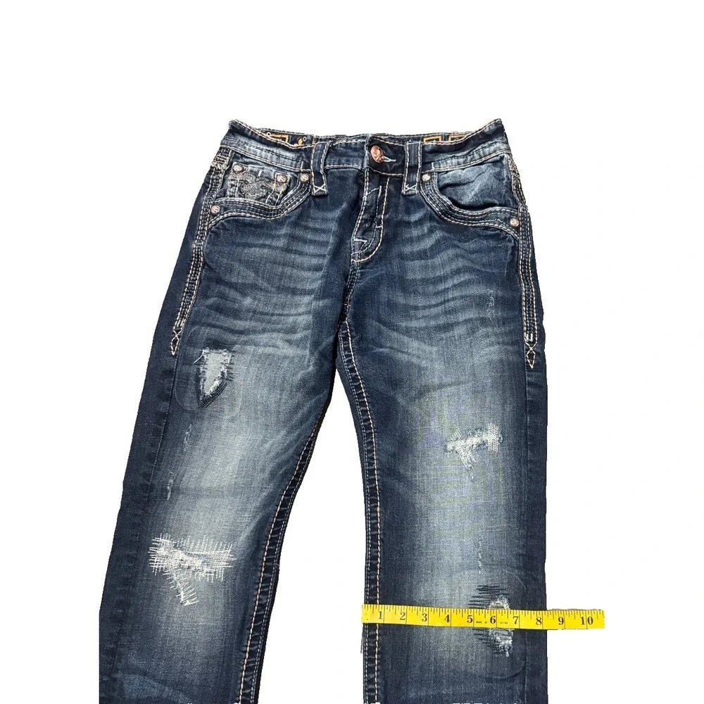 Rock Revival Callix Straight Jeans Mens 30 Blue Dark Wash Denim distressed